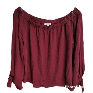 Active USA burgundy off the shoulder blouse